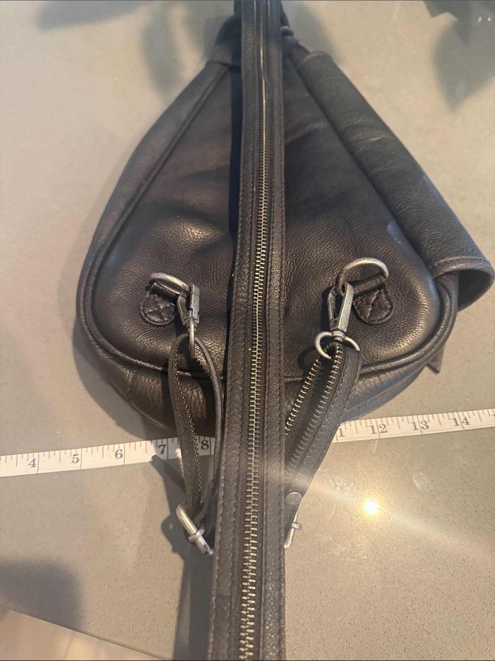 Free People black Leather Sling Belt Bag with Buckle - Picture 7 of 9